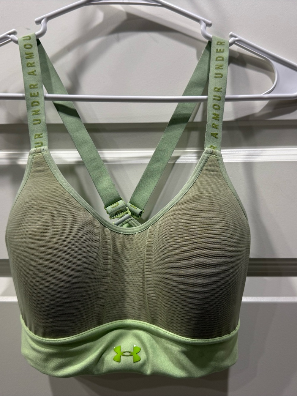 Under Armour Light Green Padded Sports Bra with Crossback Straps